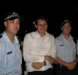 Nice guys, but they refused to cuff me.... I assure you the closed eyes does not mean I was drunk.... okay well maybe a LITTLE.  :)