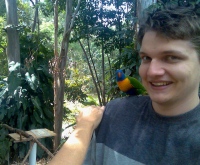 Tricki ! Our new pet rainbow lorikeet.... mum rescued him when she discovered his wing was badly damaged and he couldn't fly